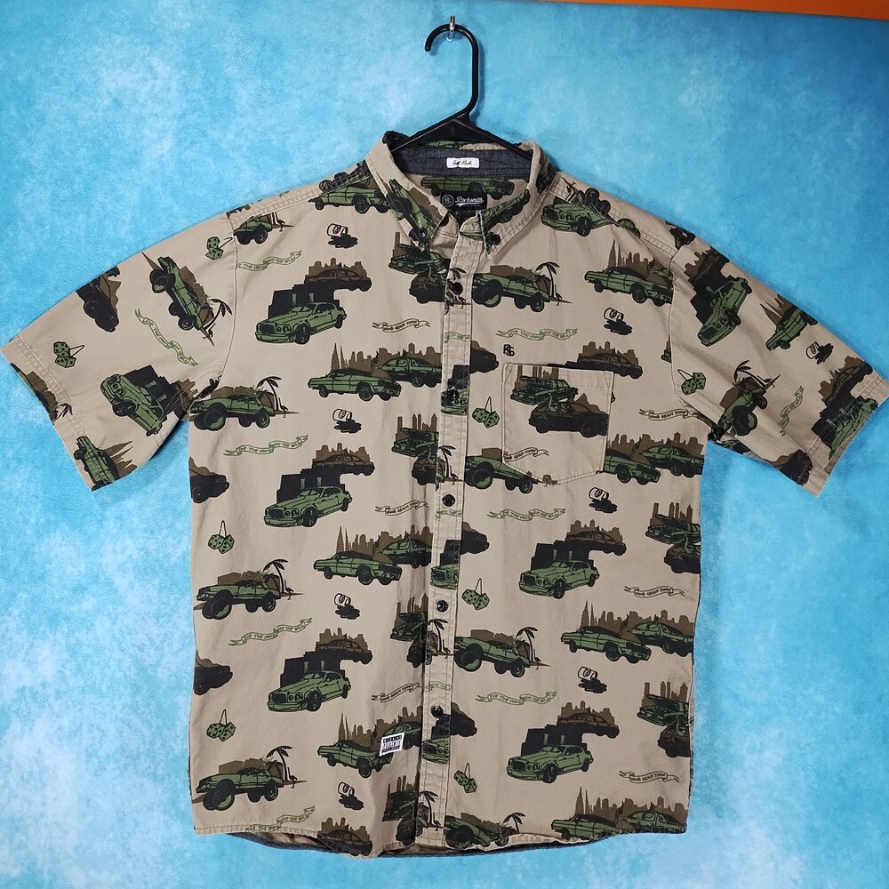Rocksmith Men's Short Sleeve Cars themed Shirt, Size Large